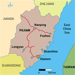 Map of Fujian